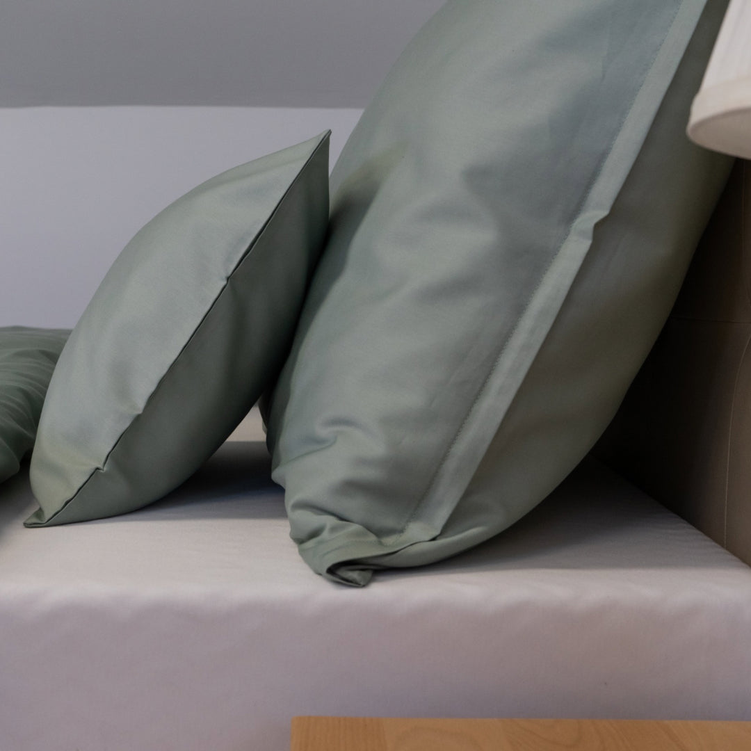 Sage satin duvet cover – natural harmony