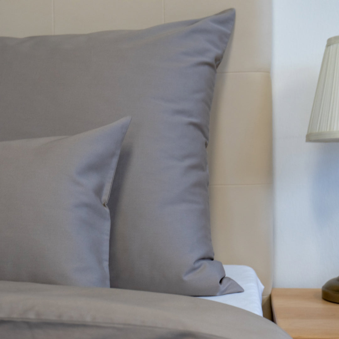 Taupe satin duvet cover - refined elegance