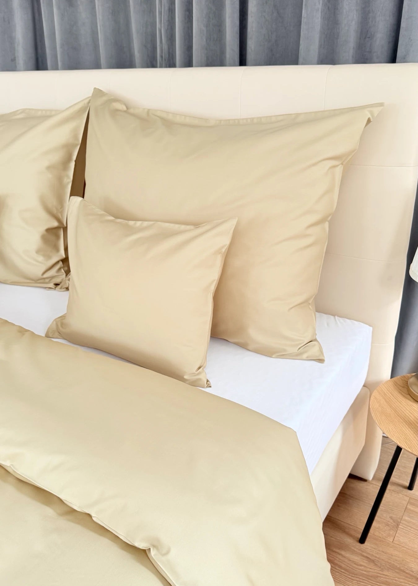 Mintfarbenes, einfarbiges Satin-Bettwäscheset – TC 300