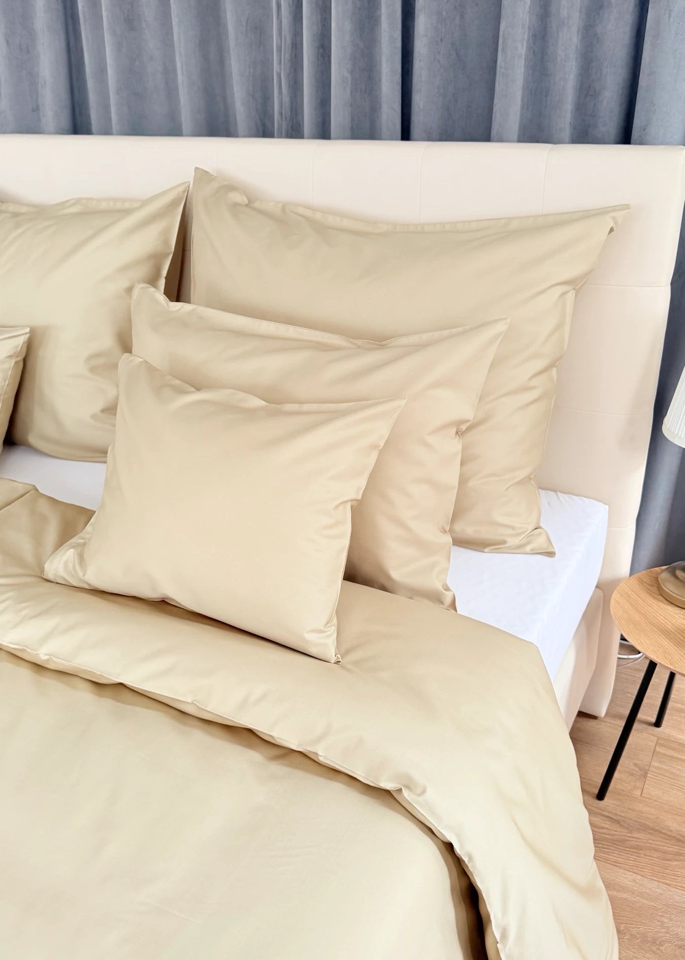 Mintfarbenes, einfarbiges Satin-Bettwäscheset – TC 300