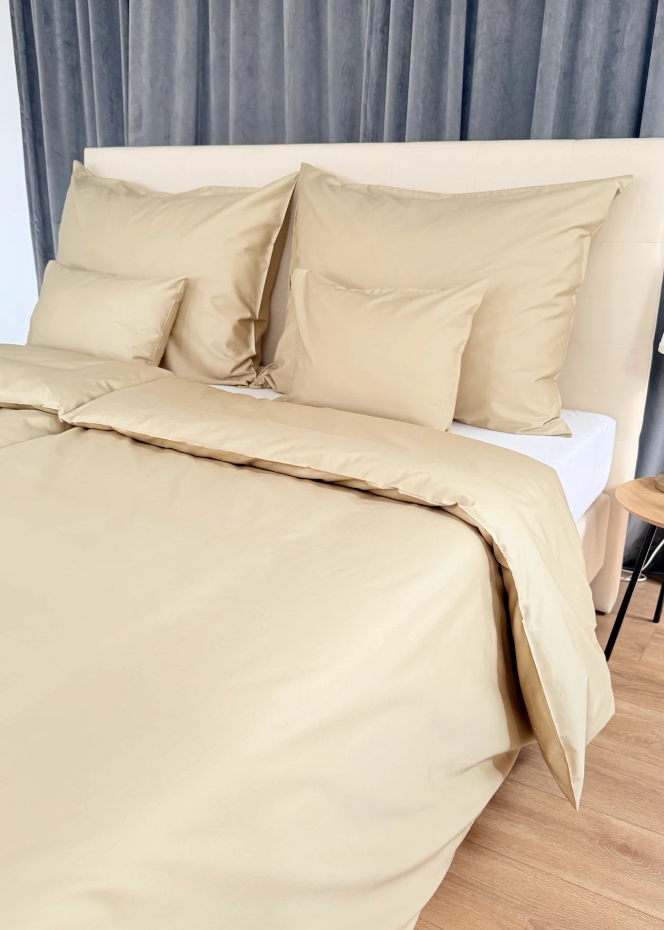 Mintfarbenes, einfarbiges Satin-Bettwäscheset – TC 300