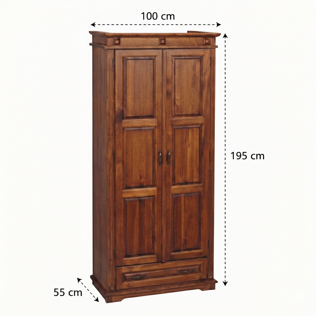 Classic - Kleiderschrank (2 Türen + 1 Schublade) - mit Kleiderstange