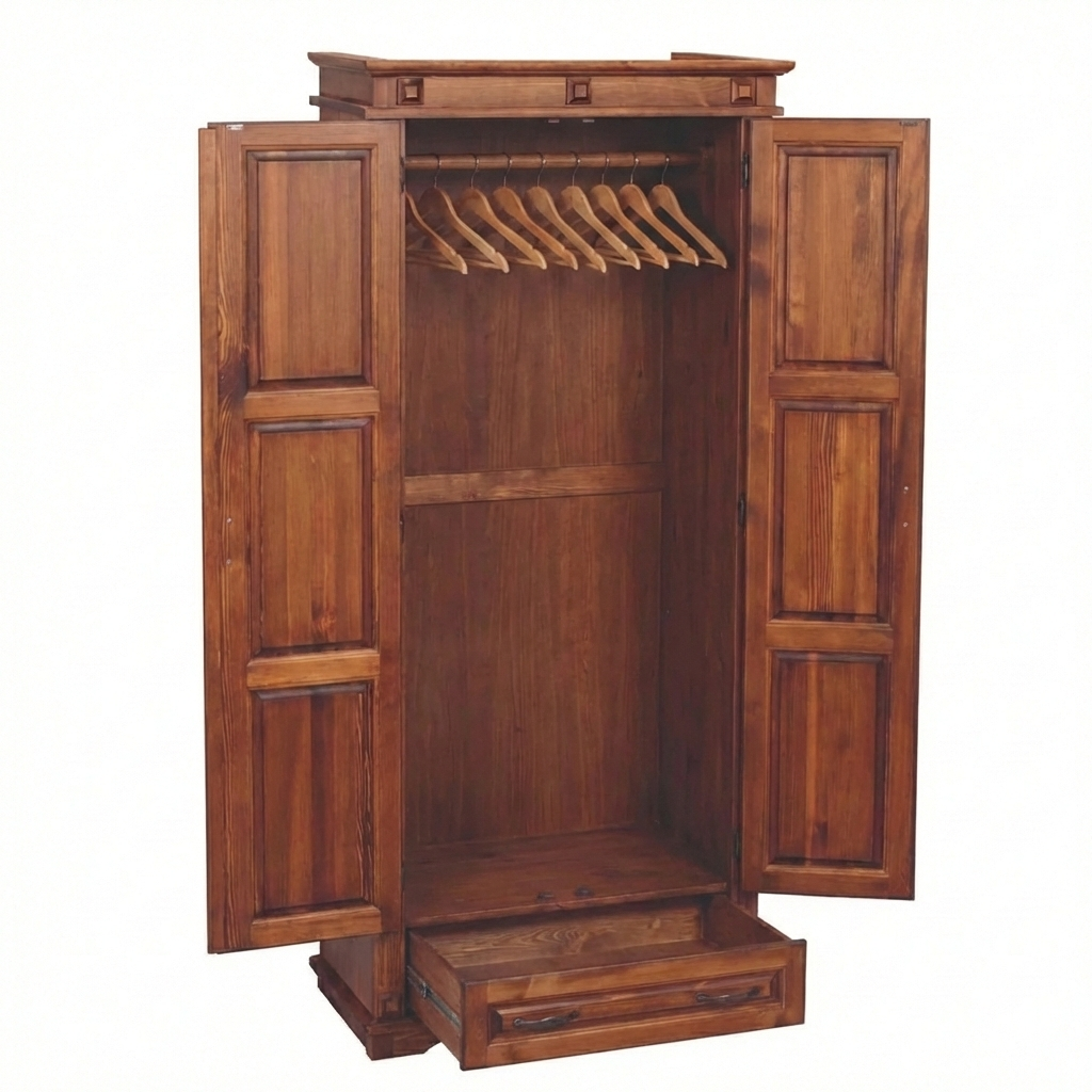 Classic - Kleiderschrank (2 Türen + 1 Schublade) - mit Kleiderstange